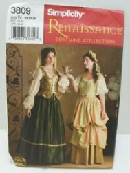 3809 SIMPLICITY LACED CORSET, BLOUSE, SKIRT, OVERSKIRT, VEIL PATTERN 4-8,16-20 UNCUT